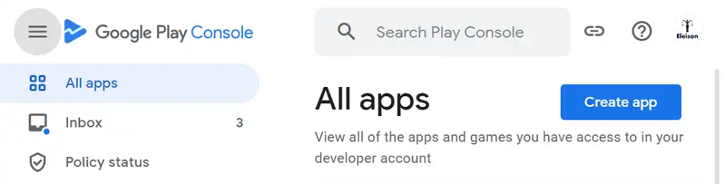 Screen clip of the top of the Google Search Console
